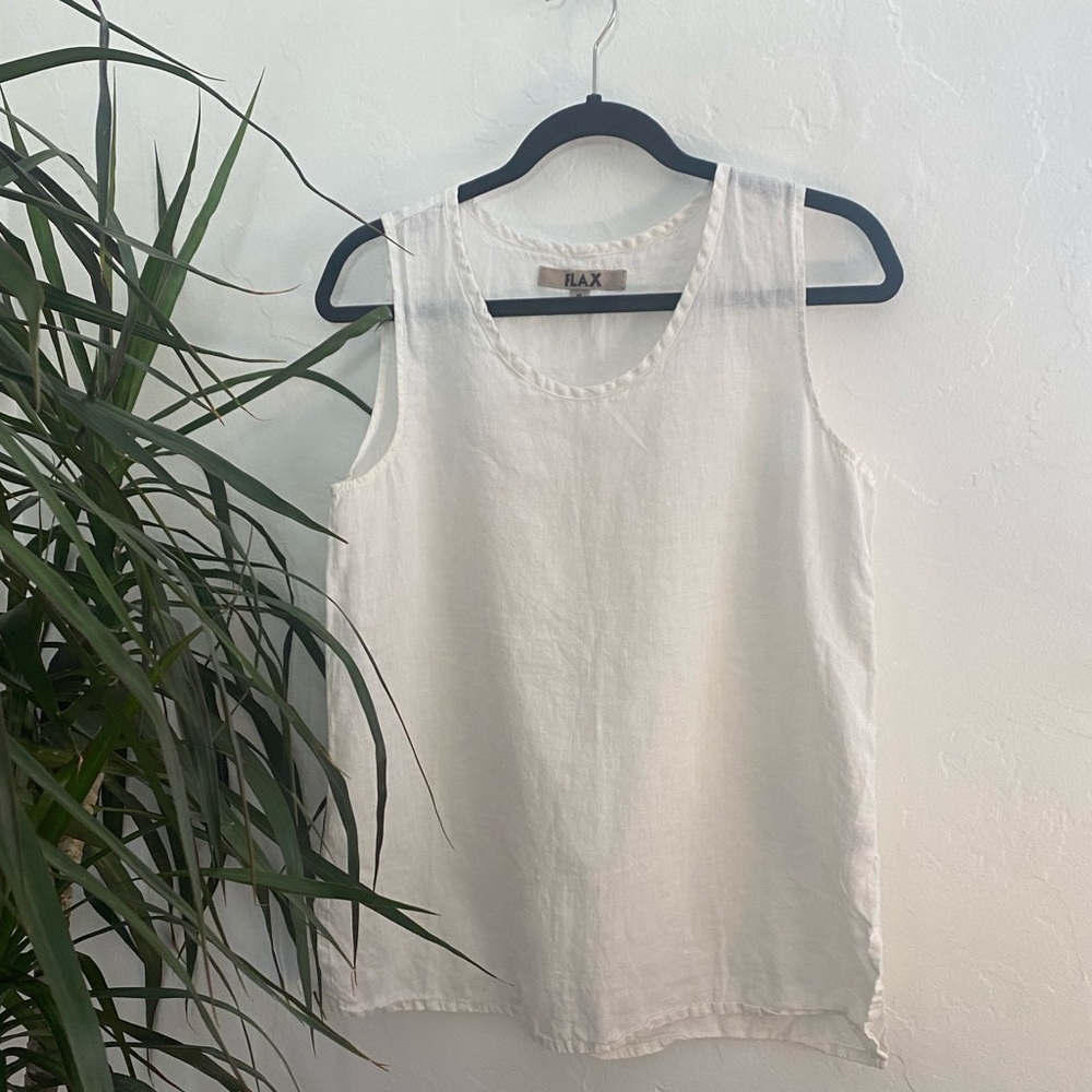 NWOT Flax White Linen Tank